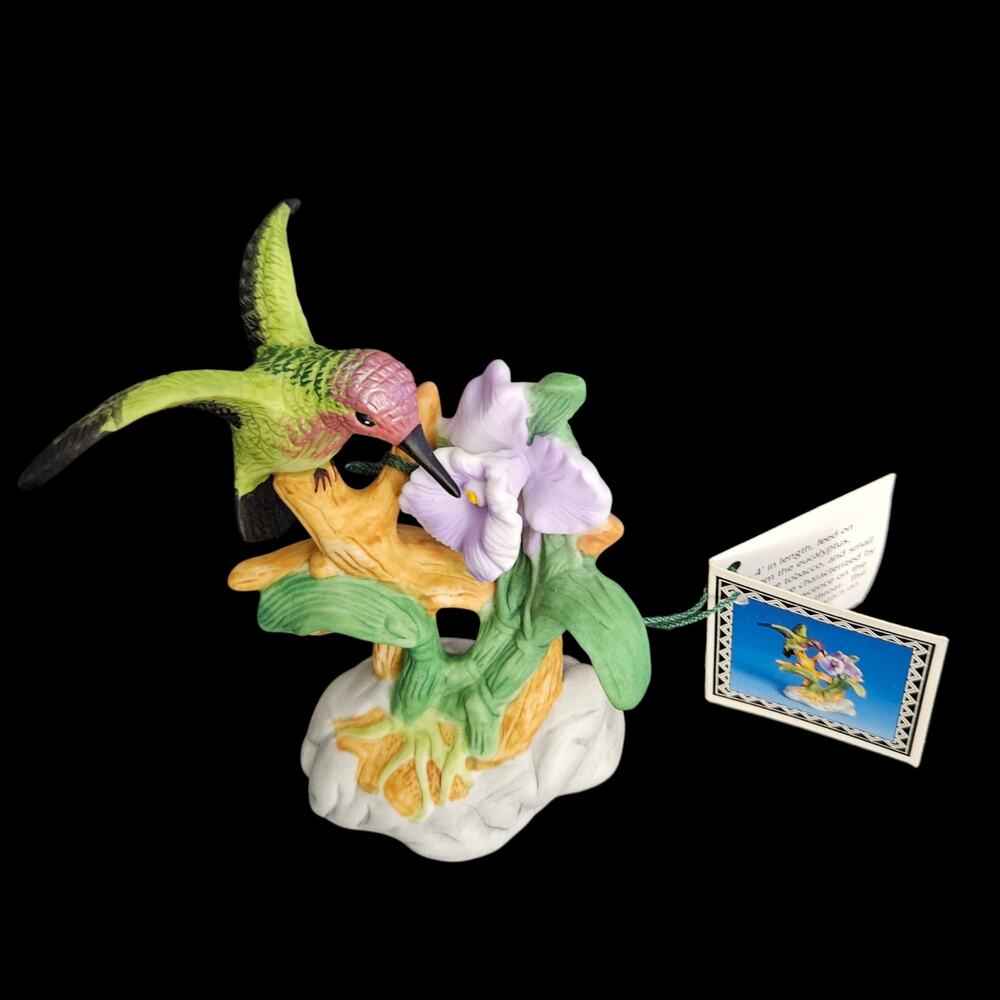 Russ Nature's Song Annas Hummingbird Figurine Iris Flower Vintage